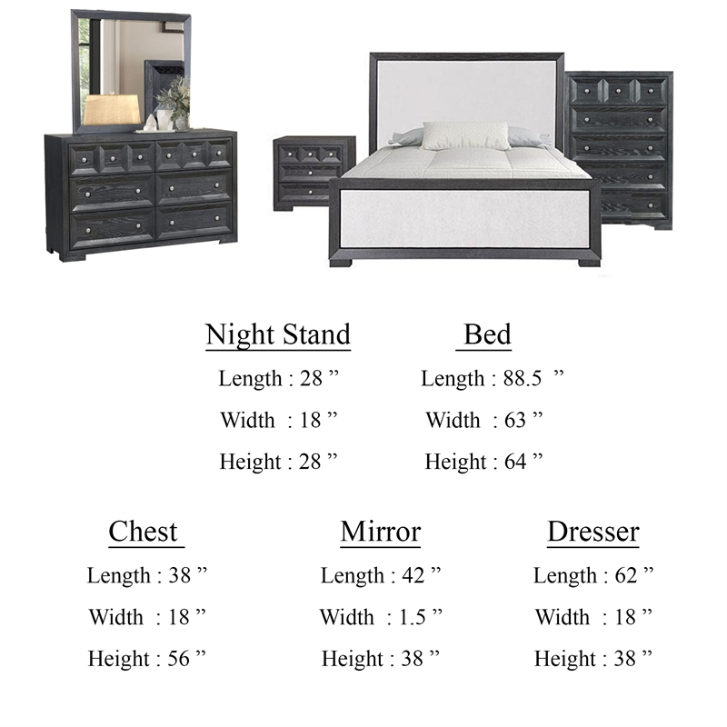 Pemberly Row 5-Piece Queen Bedroom Set with Chest in Black and White