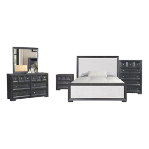 Pemberly Row 5-Piece Queen Bedroom Set with Chest in Black and White