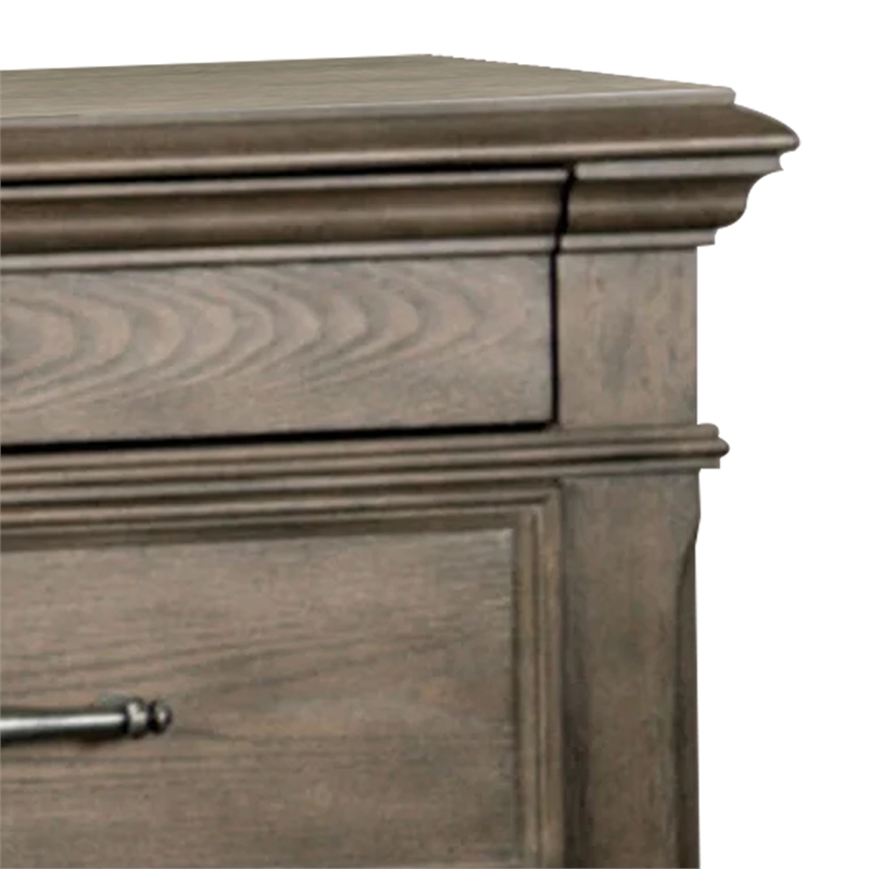 Pemberly Row Bedroom Nightstand with 3 Drawers in Aged Oak Brown