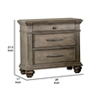 Pemberly Row Bedroom Nightstand with 3 Drawers in Aged Oak Brown