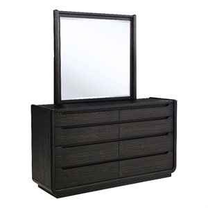 Pemberly Row 8-Drawer Wood Bedroom Dresser with Mirror in Burnished Black