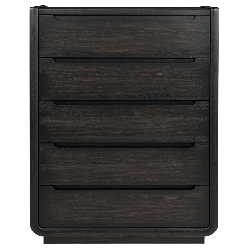 Pemberly Row 5-Drawer Contemporary Wood Bedroom Chest in Burnished Black