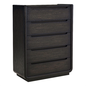 Pemberly Row 5-Drawer Contemporary Wood Bedroom Chest in Burnished Black