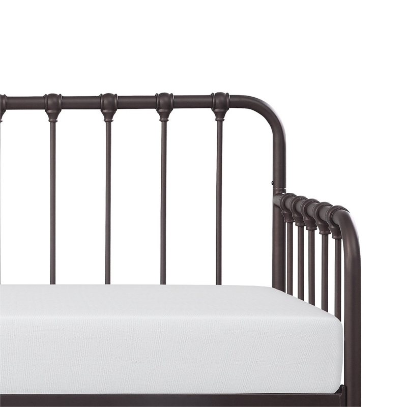 Pemberly Row Mission Style Daybed with Lift-Up Trundle in Dark Bronze Metal
