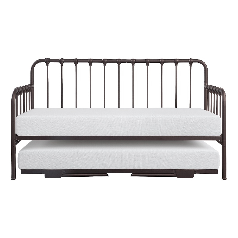 Pemberly Row Mission Style Daybed with Lift-Up Trundle in Dark Bronze Metal