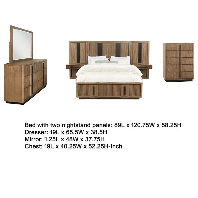 Pemberly Row 6-Piece Queen Storage Bedroom Set in Black and Ash Brown