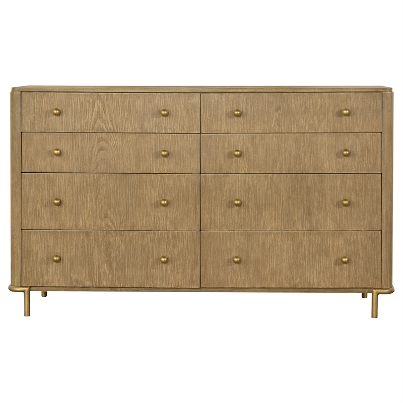 Pemberly Row 4-Piece Queen Bedroom Set with Round Mirror in Sand Brown