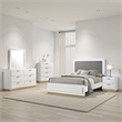 Pemberly Row 5-Piece Queen Bedroom Set with Gold Accents in White and Gray