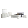 Pemberly Row 5-Piece Queen Faux Leather Bedroom Set in High Gloss White