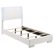 Pemberly Row 5-Piece Twin LED Bedroom Set in White High Gloss Wood