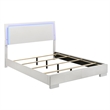 Pemberly Row 4-Piece Queen Faux Leather LED Bedroom Set in White Wood