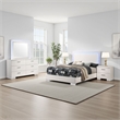 Pemberly Row 4-Piece Full Faux Leather LED Bedroom Set in White Wood