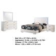 Pemberly Row 4-Piece Full Faux Leather LED Bedroom Set in White Wood