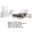 Pemberly Row 5-Piece Full Faux Leather LED Bedroom Set in White Wood