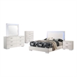Pemberly Row 5-Piece Full Faux Leather LED Bedroom Set in White Wood