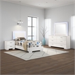 Pemberly Row 4-Piece Twin Faux Leather LED Bedroom Set in White Wood