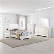 Pemberly Row 5-Piece Twin Faux Leather LED Bedroom Set in White Wood