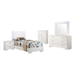 Pemberly Row 5-Piece Twin Faux Leather LED Bedroom Set in White Wood