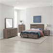 Pemberly Row 5-Piece Queen Storage Bedroom Set in Oak Brown and Dark Bronze