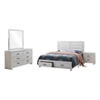 Pemberly Row 4-Piece Queen Storage Bedroom Set in Coastal White and Bronze