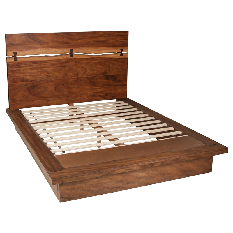 Pemberly Row 4-Piece Queen Live Edge Bedroom Set in Smoky Walnut Brown