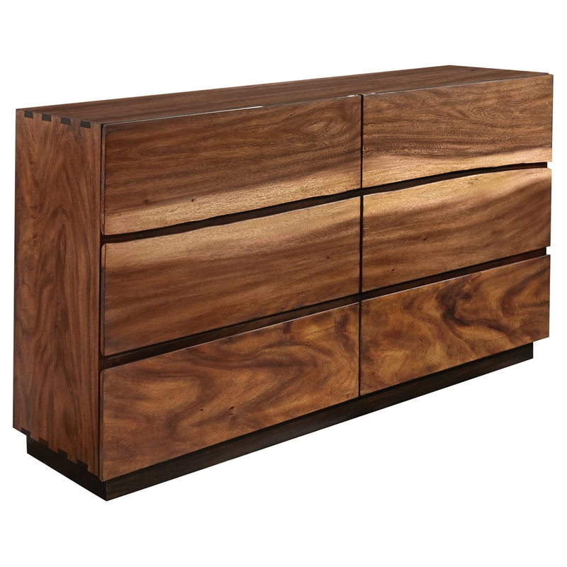 Pemberly Row 4-Piece Queen Live Edge Bedroom Set in Smoky Walnut Brown