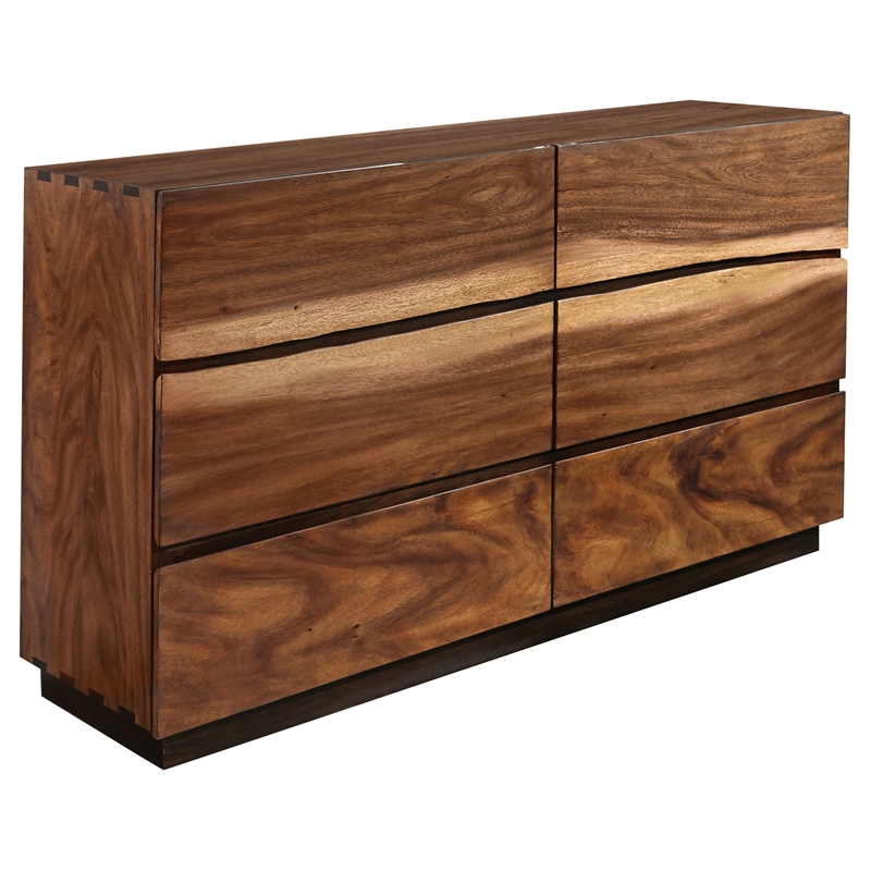 Pemberly Row 5-Piece Queen Live Edge Bedroom Set in Smoky Walnut Brown
