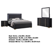 Pemberly Row 4-Piece Queen LED Bedroom Set with Gold Accents in Black