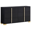 Pemberly Row 4-Piece Queen LED Bedroom Set with Gold Accents in Black
