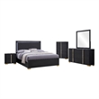 Pemberly Row 5-Piece Queen LED Bedroom Set with Gold Accents in Black
