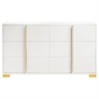 Pemberly Row 4-Piece Queen LED Bedroom Set with Gold Accents in White