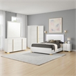 Pemberly Row 5-Piece Queen LED Bedroom Set with Gold Accents in White