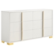 Pemberly Row 5-Piece Queen LED Bedroom Set with Gold Accents in White