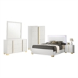 Pemberly Row 5-Piece Queen LED Bedroom Set with Gold Accents in White