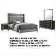 Pemberly Row 4-Piece Queen Bedroom Set with Gray Velvet Wingback in Black