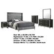 Pemberly Row 5-Piece Queen Bedroom Set with Gray Velvet Wingback in Black