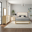 Pemberly Row 4-Piece Queen LED Bedroom Set in Natural Brown and White
