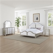 Pemberly Row 4-Piece Queen Bedroom Set with Ivory Tufted Bed in Silver Oak