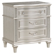 Pemberly Row 4-Piece Queen Bedroom Set with Ivory Tufted Bed in Silver Oak