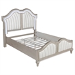 Pemberly Row 4-Piece Queen Bedroom Set with Ivory Tufted Bed in Silver Oak