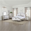 Pemberly Row 5-Piece Queen Bedroom Set with Ivory Tufted Bed in Silver Oak