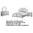 Pemberly Row 4-Piece King Bedroom Set with Ivory Tufted Bed in Silver Oak