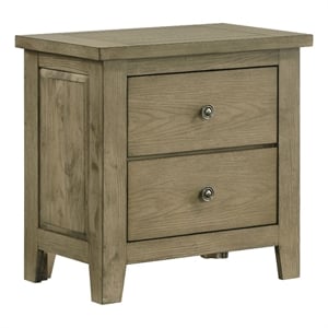 Pemberly Row 2-Drawer Rustic Wood Nightstand Bedside Table in Vineyard Oak