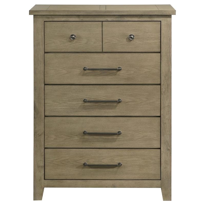 Pemberly Row 5-Drawer Rustic Wood Bedroom Chest in Vineyard Oak Brown