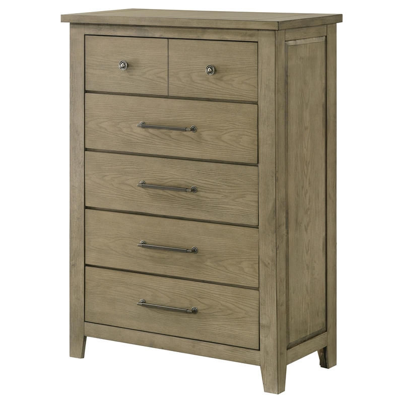 Pemberly Row 5-Drawer Rustic Wood Bedroom Chest in Vineyard Oak Brown