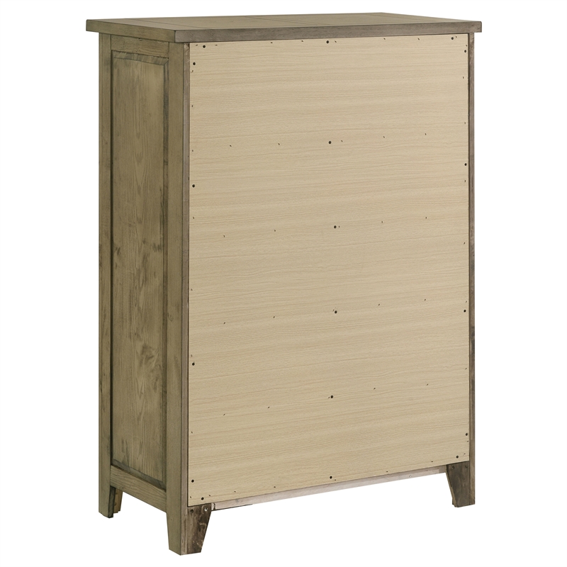 Pemberly Row 5-Drawer Rustic Wood Bedroom Chest in Vineyard Oak Brown