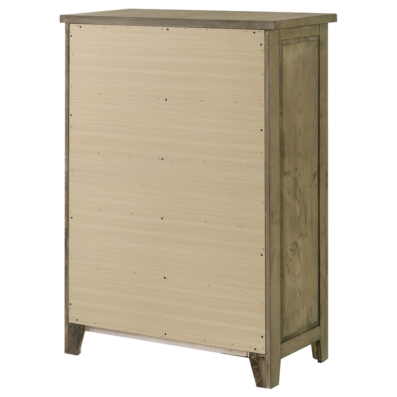 Pemberly Row 5-Drawer Rustic Wood Bedroom Chest in Vineyard Oak Brown