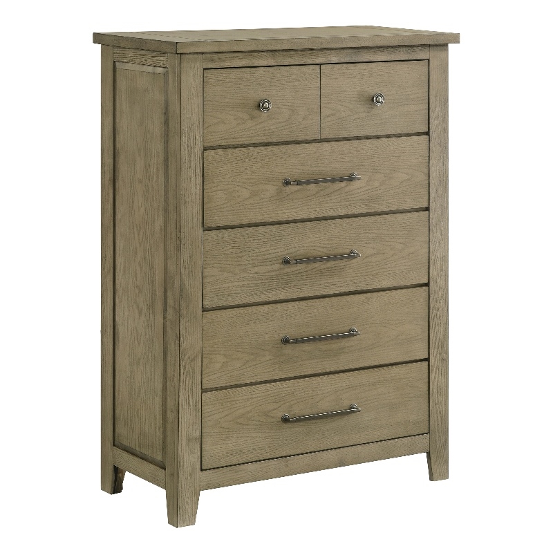 Pemberly Row 5-Drawer Rustic Wood Bedroom Chest in Vineyard Oak Brown