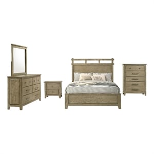 Pemberly Row 5-Piece Eastern King Bedroom Set in Vineyard Oak Brown