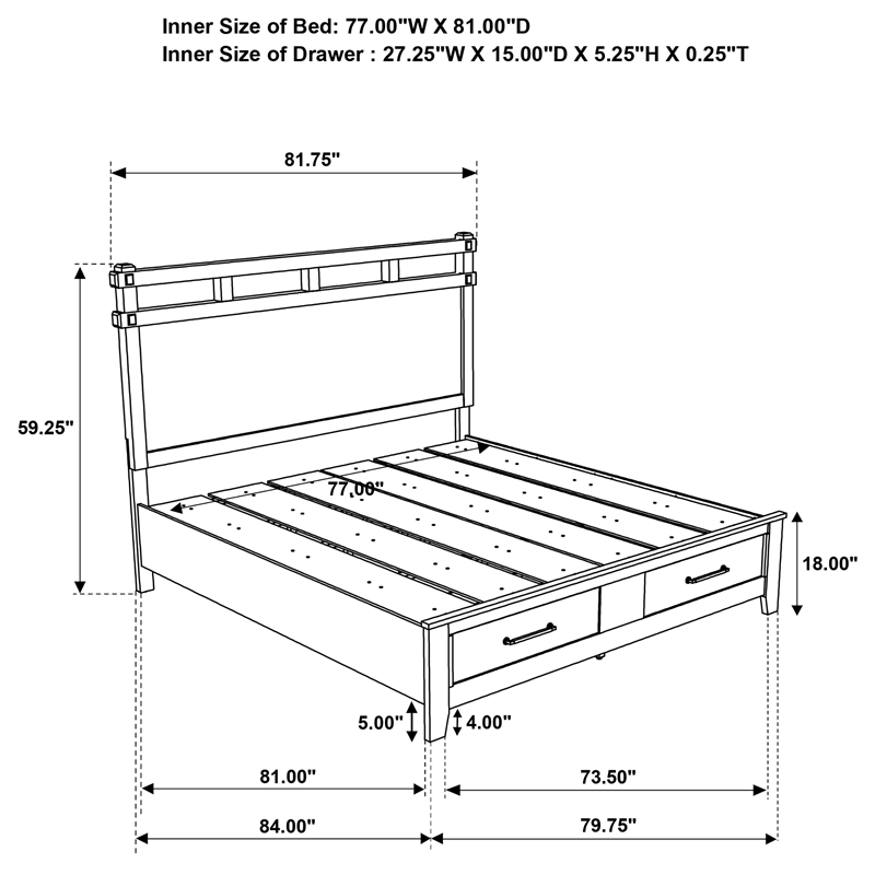 Pemberly Row 4-Piece Eastern King Storage Bedroom Set in Vineyard Oak Brown